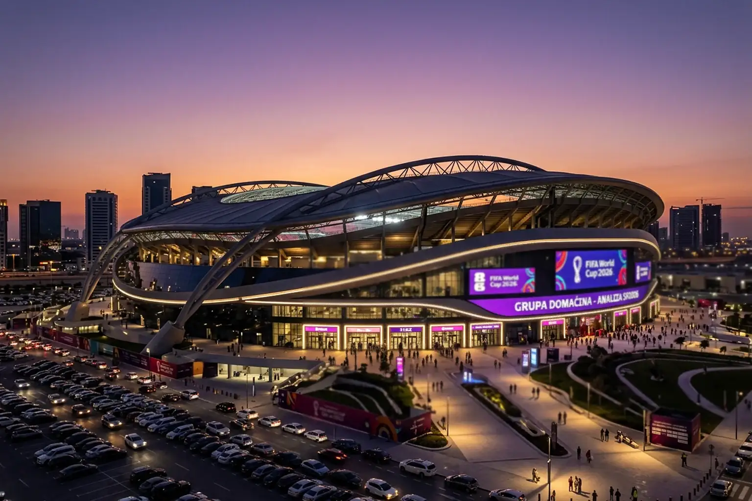 Infografika o skupinama domaćina SP 2026 s prikazom stadiona i reprezentacija