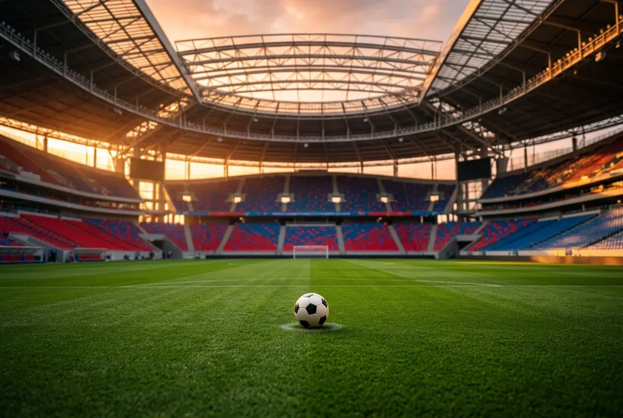 Vizualni prikaz vodiča za klađenje na Svjetsko prvenstvo 2026 s prikazom stadiona i nogometne lopte